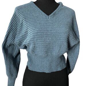 Blue-green Cropped Sweater w/Open Back Size S